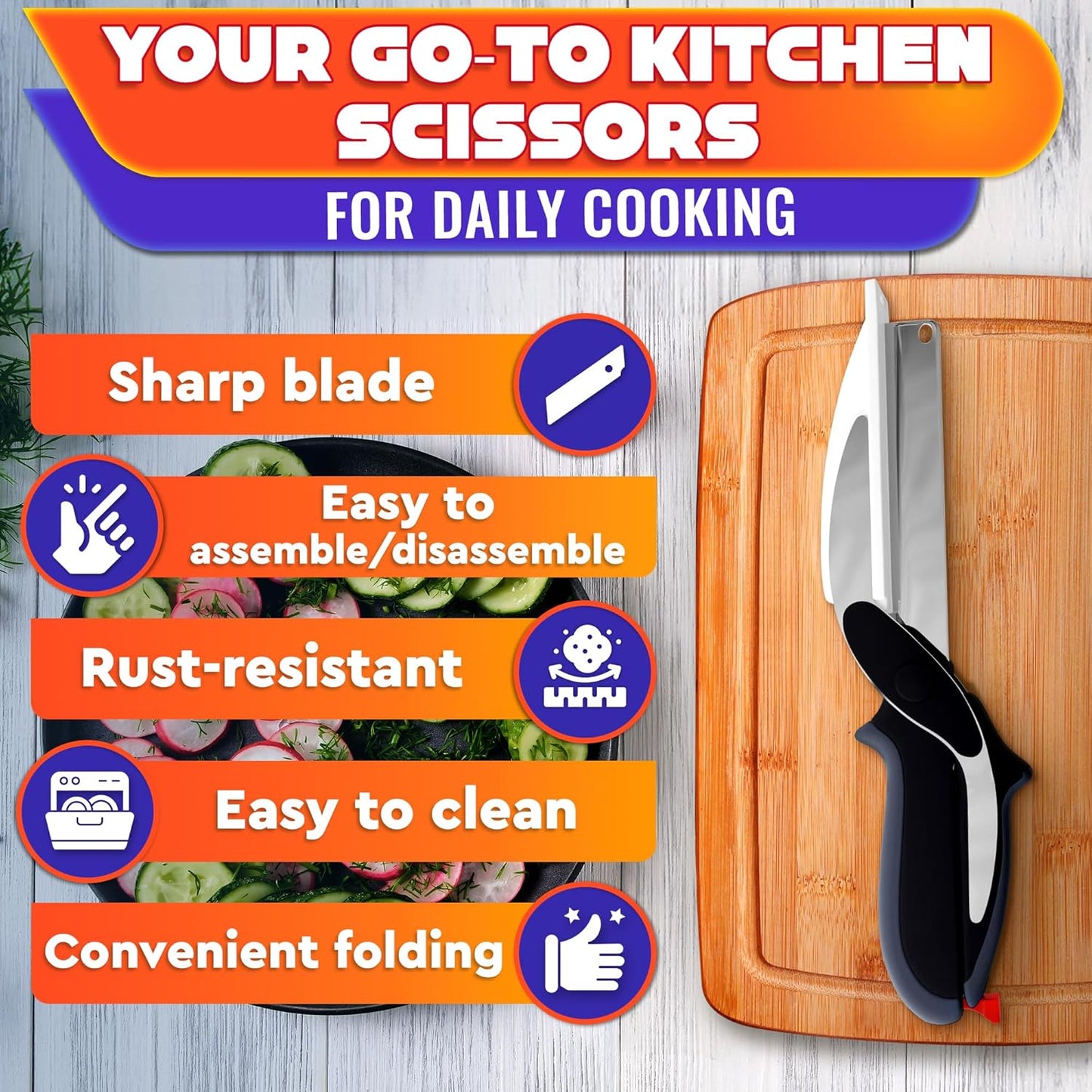 Multifunctional Vegetable Chopping Board Scissors
